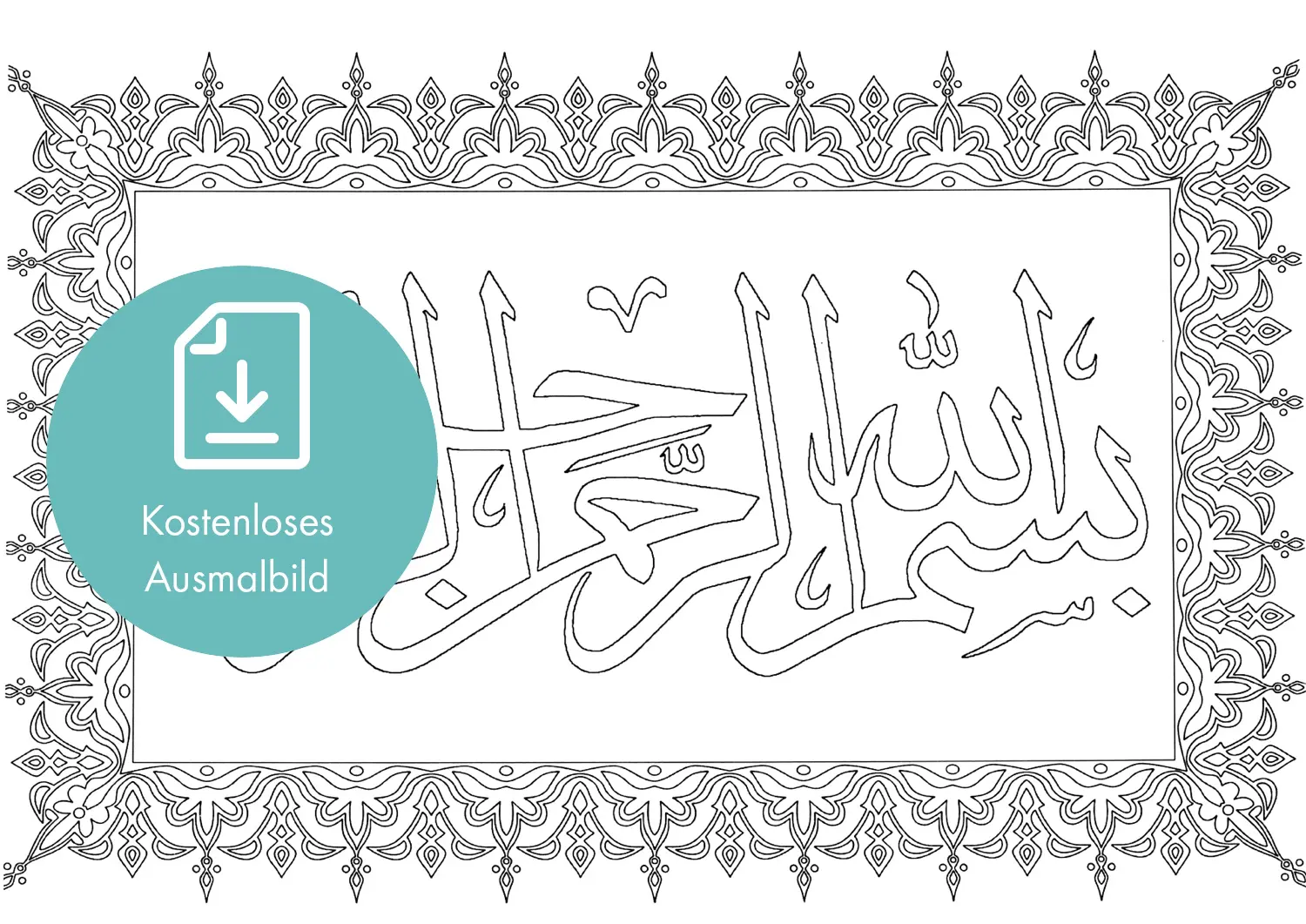 Bismillah – Basmala – islamisches Ausmalbild zum kostenlosen Download