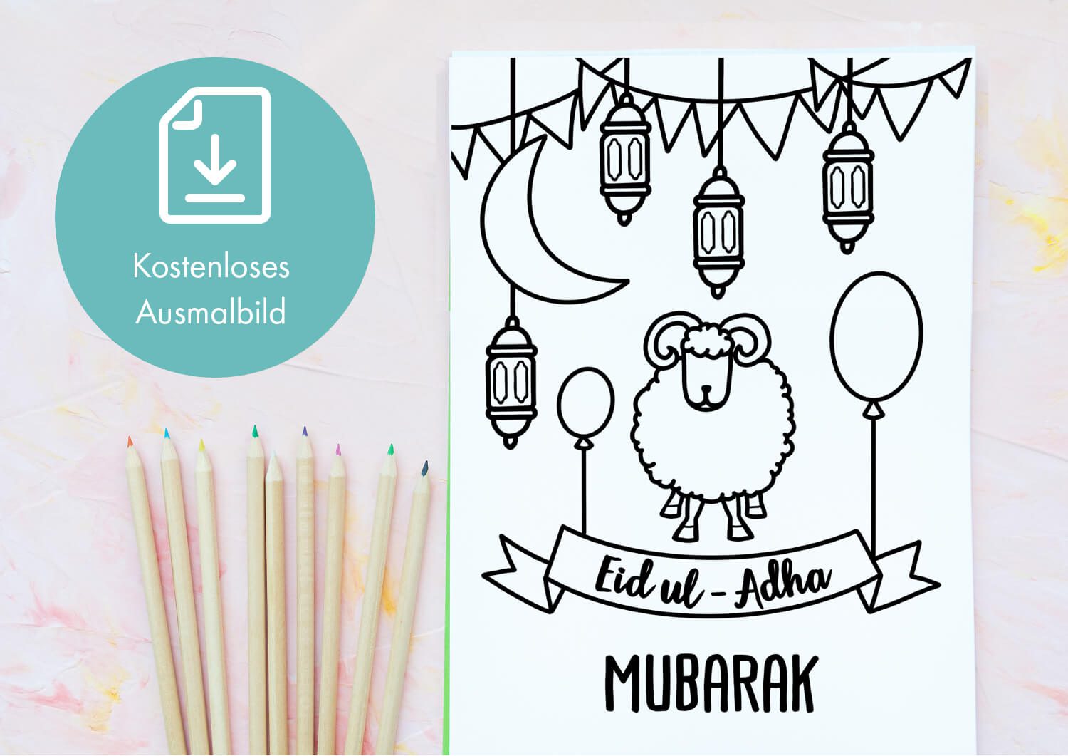 Aïd ul-Adha Moubarak – coloriage islamique gratuit