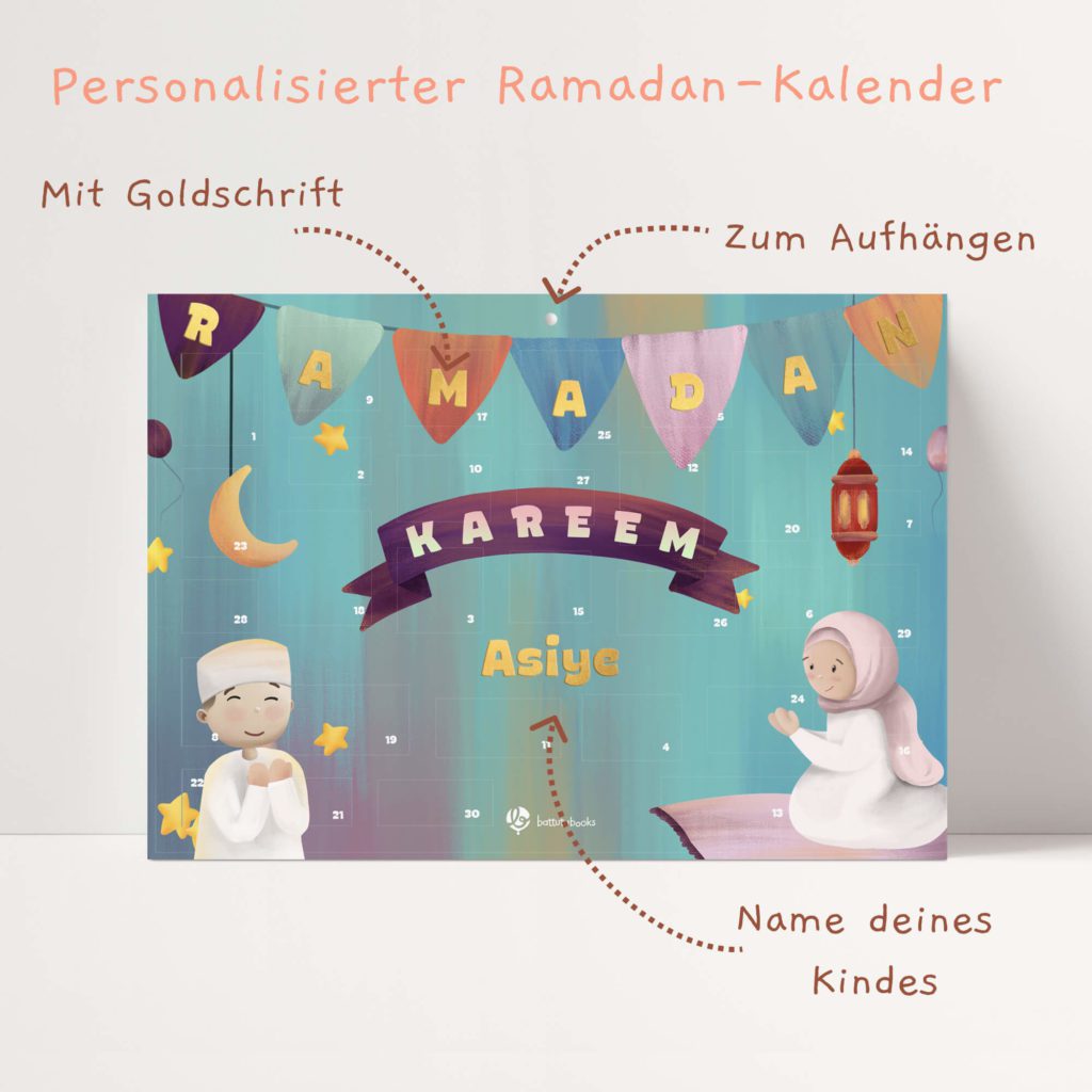 Personalisierter Ramadan Kalender 2023 - A4 - Mit Türen für jeden Tag ...