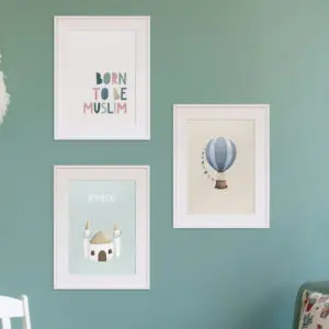 Islamische Poster Kinderzimmer - Heißluftballon, Moschee, Born To Be Muslim