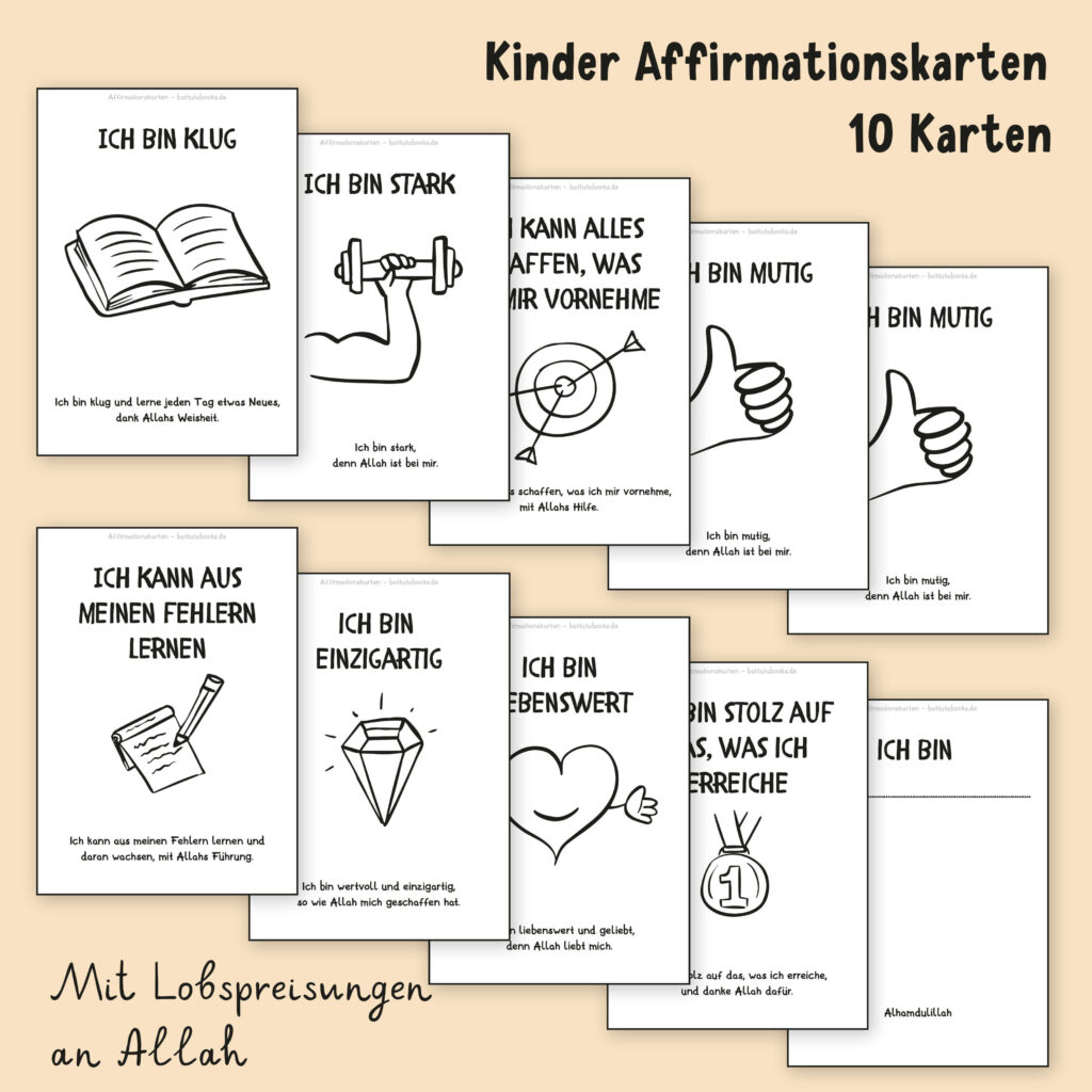 Positive Affirmationskarten für Kinder